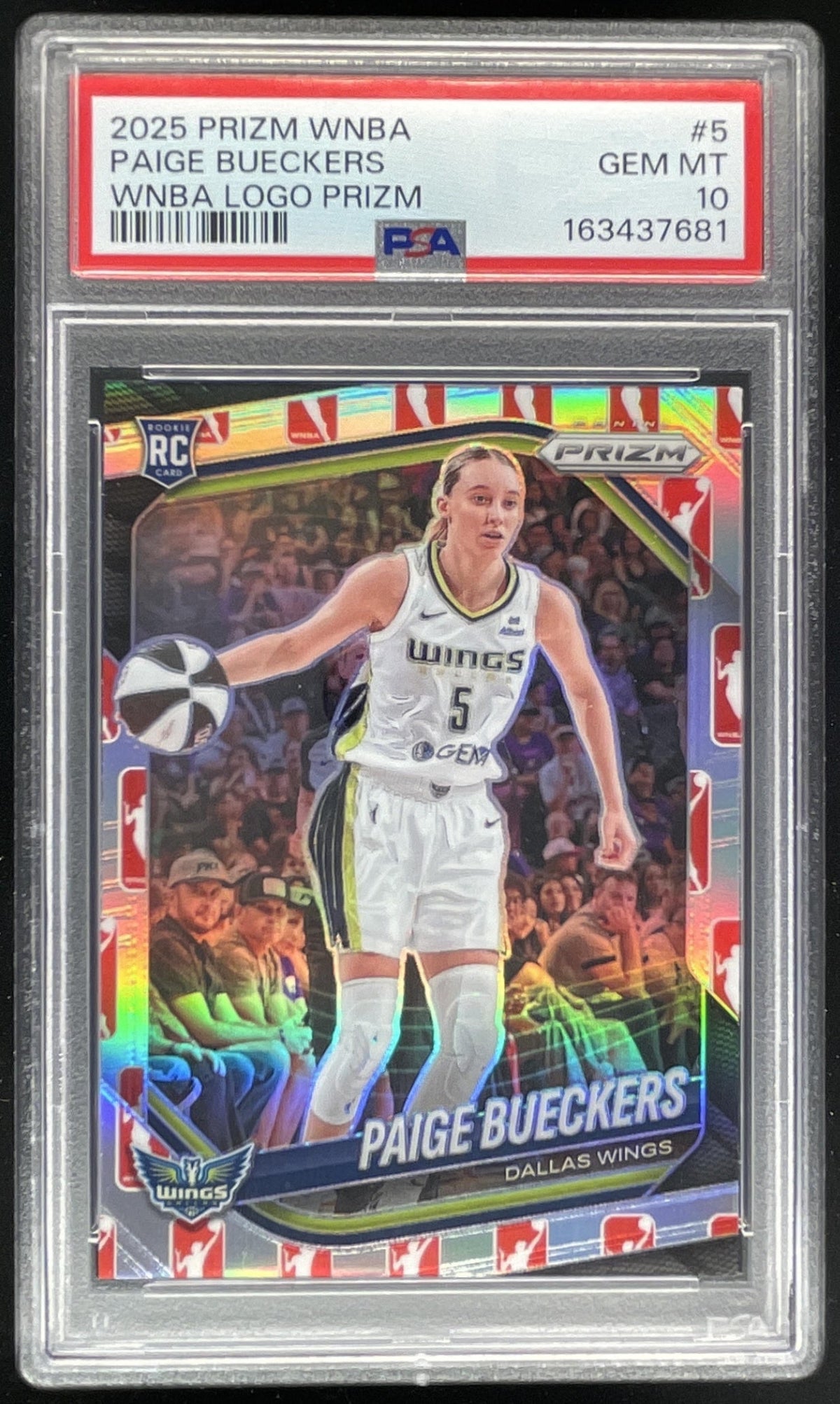 2025 Panini WNBA Prizm WNBA Logo Prizm #5 Paige Bueckers RC PSA 10