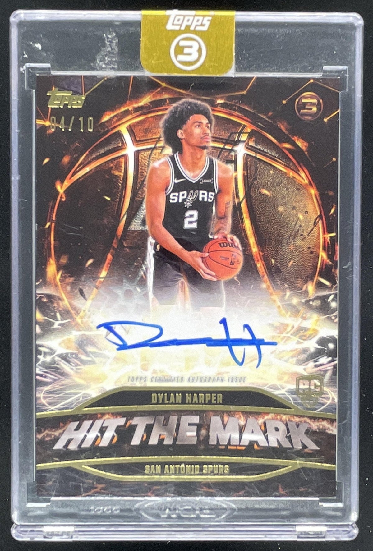 2025-26 Topps Three Hit The Mark Autographs Gold #HM-DH Dylan Harper RC Auto /10