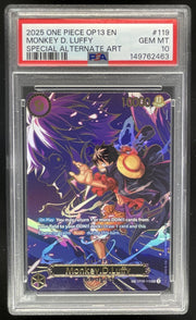 2025 One Piece EN Carrying On His Will Special Art #119 Monkey D. Luffy PSA 10