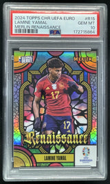 2024 Topps Chrome UEFA EuroLeague Merlin Renaissance #R15 Lamine Yamal PSA 10