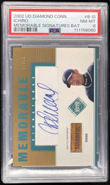 2002 Upper Deck Diamond Connection Memorable Bat #B-IS Ichiro Auto /99 PSA 8