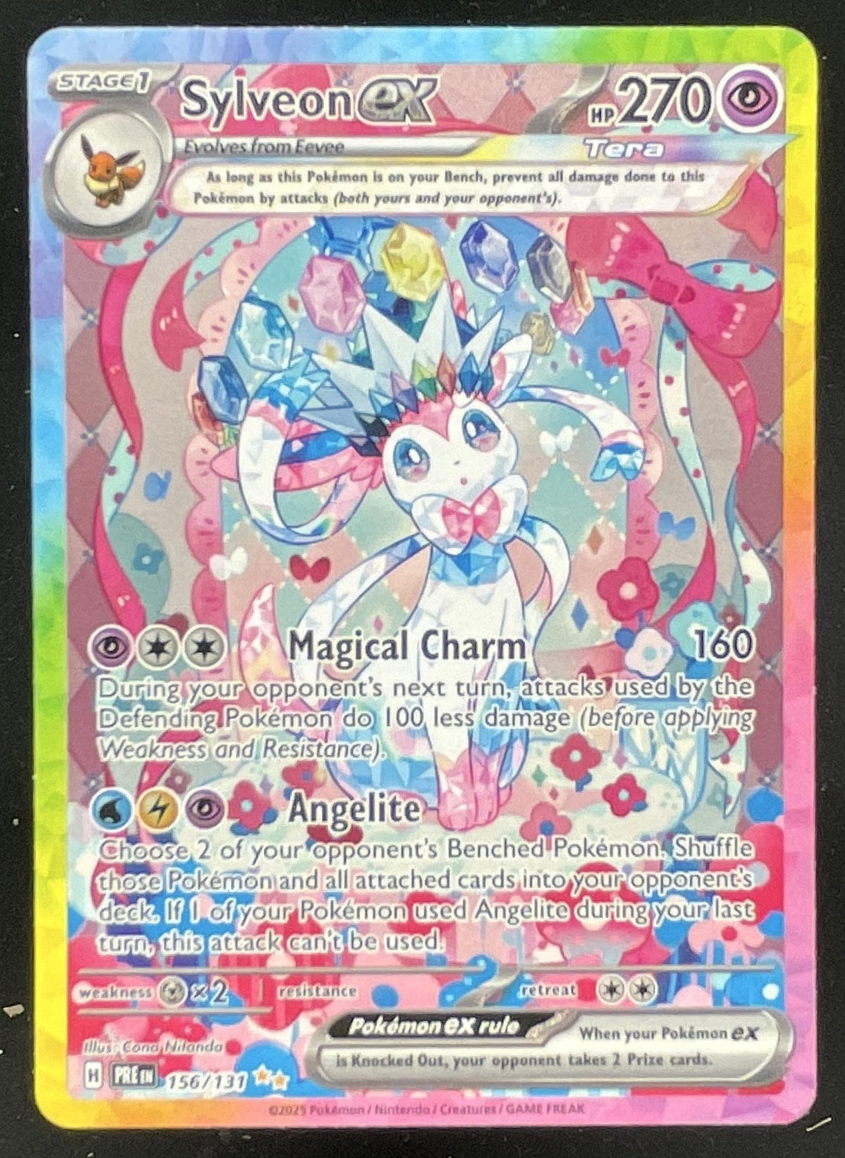 2025 Pokemon Prismatic Evolutions #156/131 Sylveon ex Special Illustration Rare