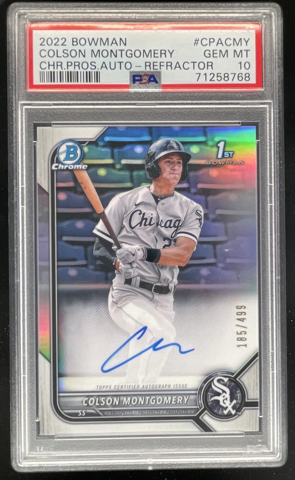 2022 Bowman Chrome Prospect #CPA-CMY Colson Montgomery Auto /499 PSA 10