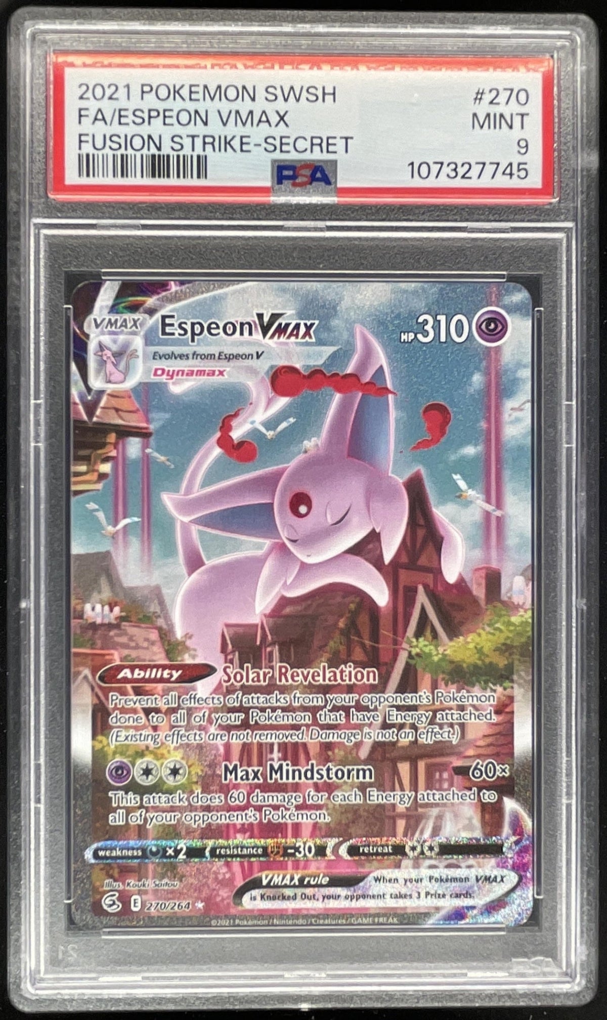 2021 Pokemon Sword & Shield Fusion Strike #270/264 Espeon VMAX PSA 9