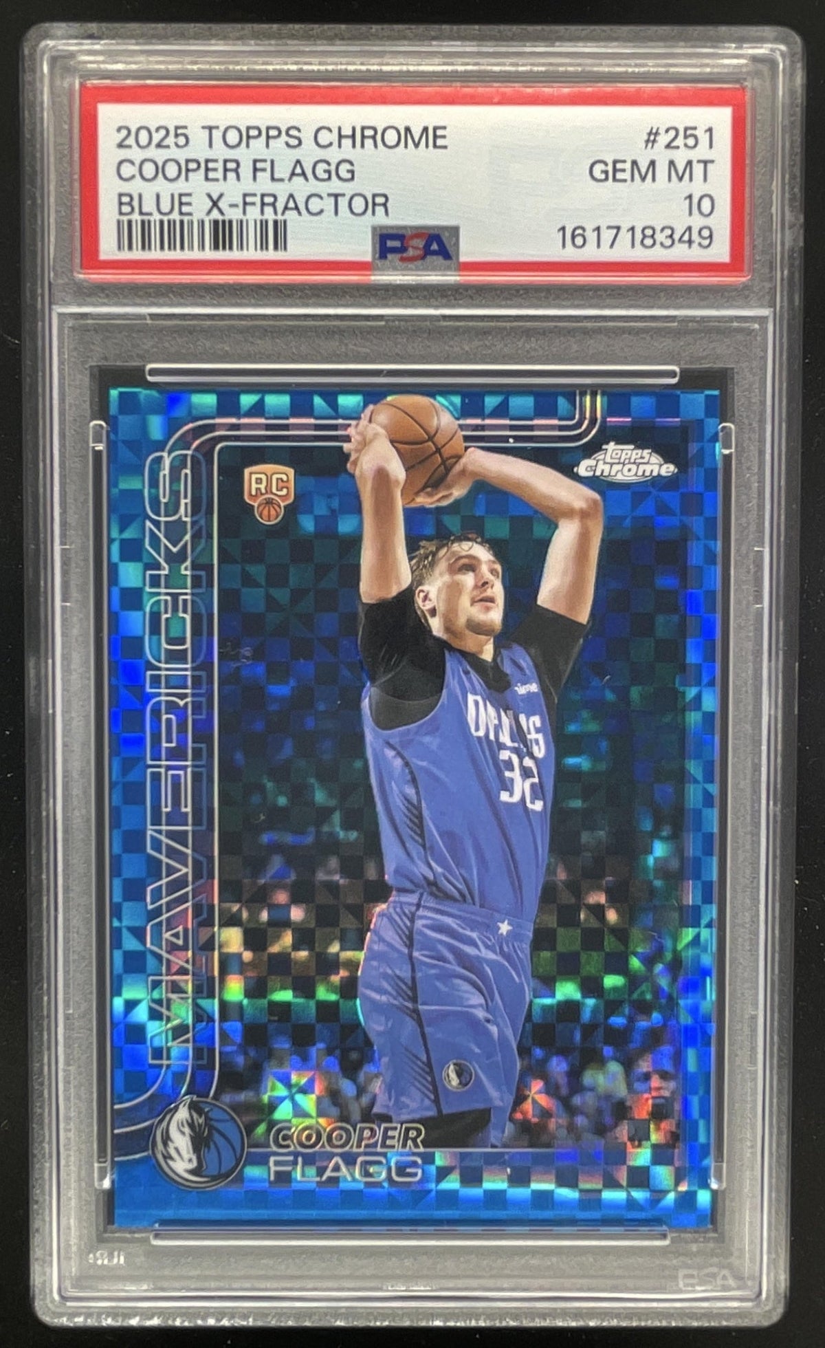 2025-26 Topps Chrome Blue X-Fractor #251 Cooper Flagg RC PSA 10
