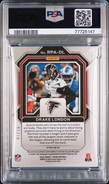 Drake London 2022 Panini Prizm Rpa Gold #'D 01/10