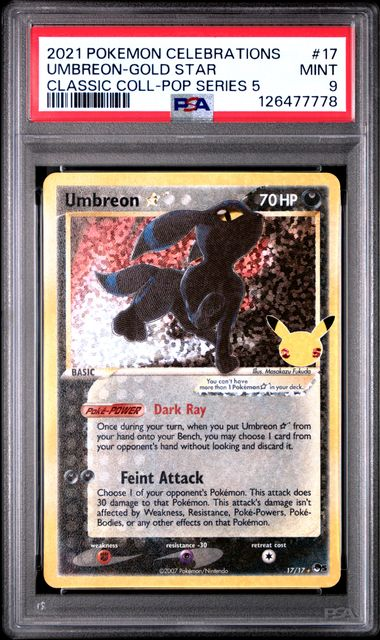 Umbreon-Gold Star 17/17 - Celebrations - 2021 Pokemon - PSA 9