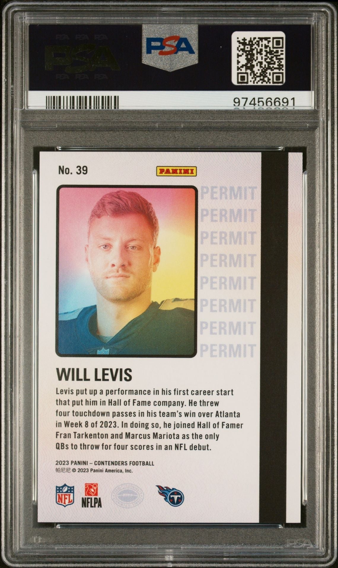 Will Levis 2023 Panini Contenders Permit To Dominate Ssp Rookie Card PSA 10