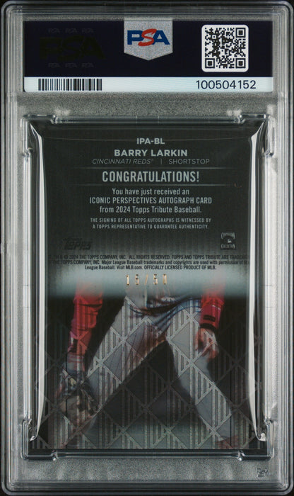 2024 Topps Tribute Iconic Perspectives Autographs Barry Larkin #Ipabl PSA 10