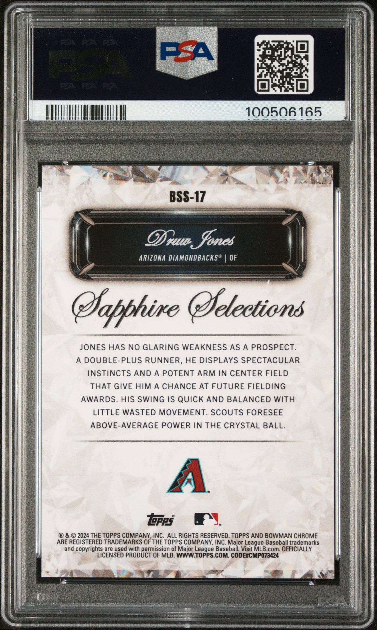 2024 Bowman Sapphire Edition Sapphire Selections Druw Jones Orange 25 PSA 10
