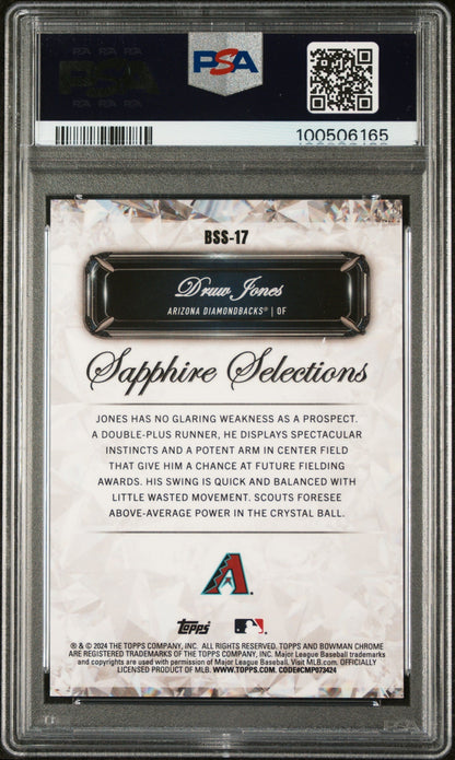 2024 Bowman Sapphire Edition Sapphire Selections Druw Jones Orange 25 PSA 10
