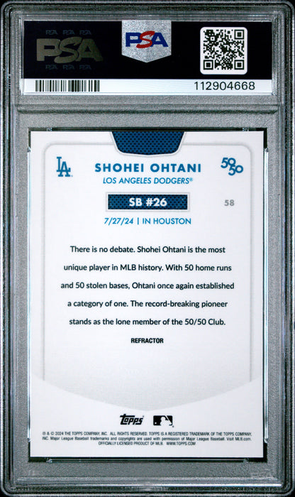 2024 Topps 50/50 Shohei Ohtani Shohei Ohtani #58 Chrome Refractor PSA 9