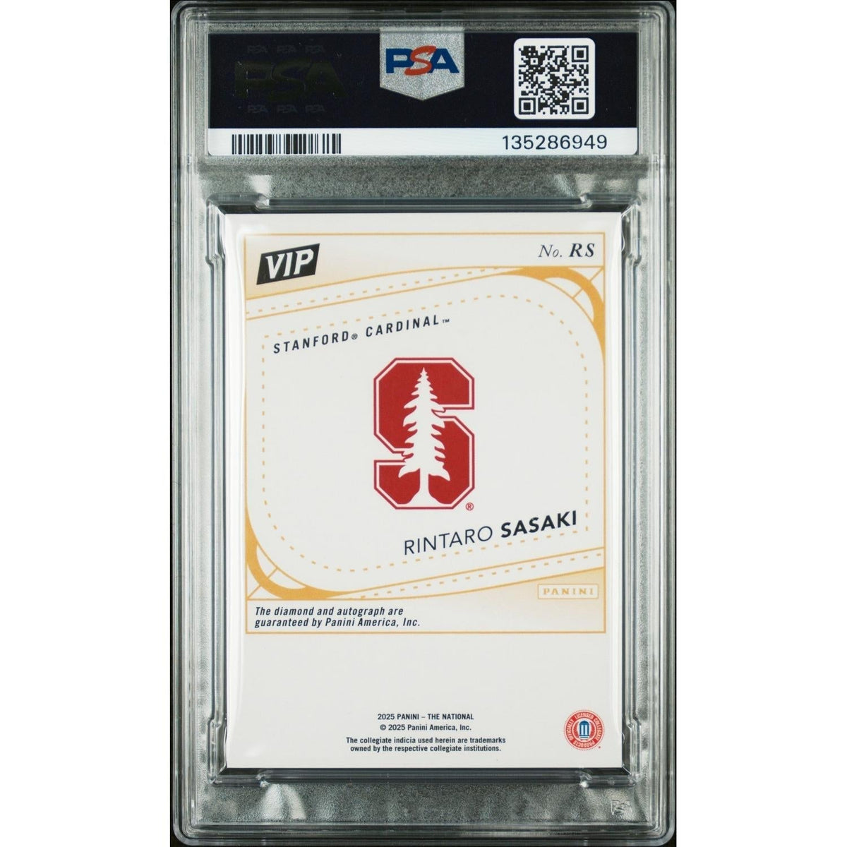 2025 Panini National Sports Collectors Convention Vip Gems Rintaro Sasaki #Rs Autograph PSA 9