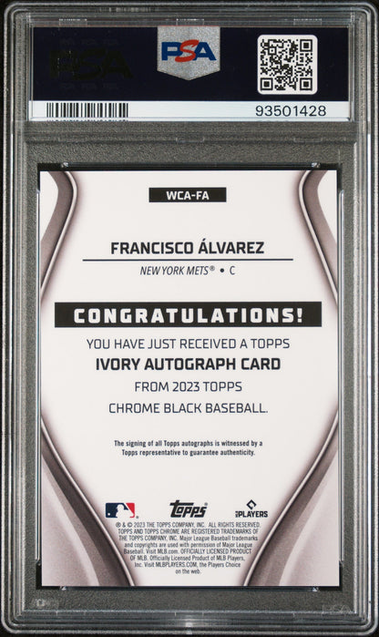 2023 Topps Chrome Black Ivory Autographs Francisco Alvarez #Fa 09/50 PSA 9