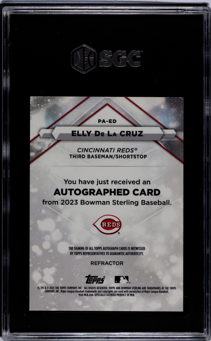 2023 Bowman Sterling Elly De La Cruz #Pa-Ed Pros. Refractor Sgc 8.5 Auto 10