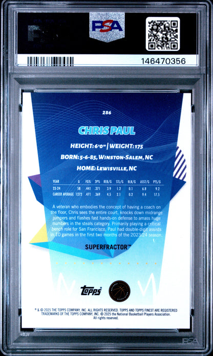 2024 Topps Finest Chris Paul #286 Superfractor 1/1 PSA 8