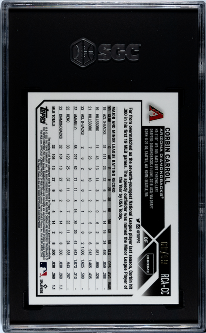 2023 Topps Chrome Logofractor Corbin Carroll #Rca-Cc Auto Green Sgc 9.5 Auto 10
