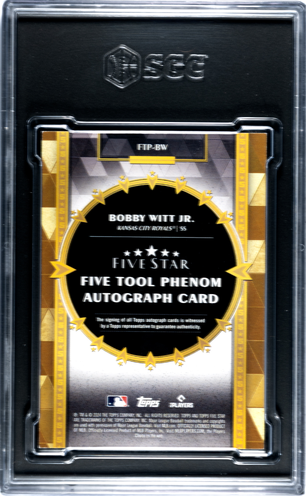 2024 Topps Five Star Bobby Witt Jr. #Ftp-Bw Tool Phenom Autograph Sgc 9 Auto 10