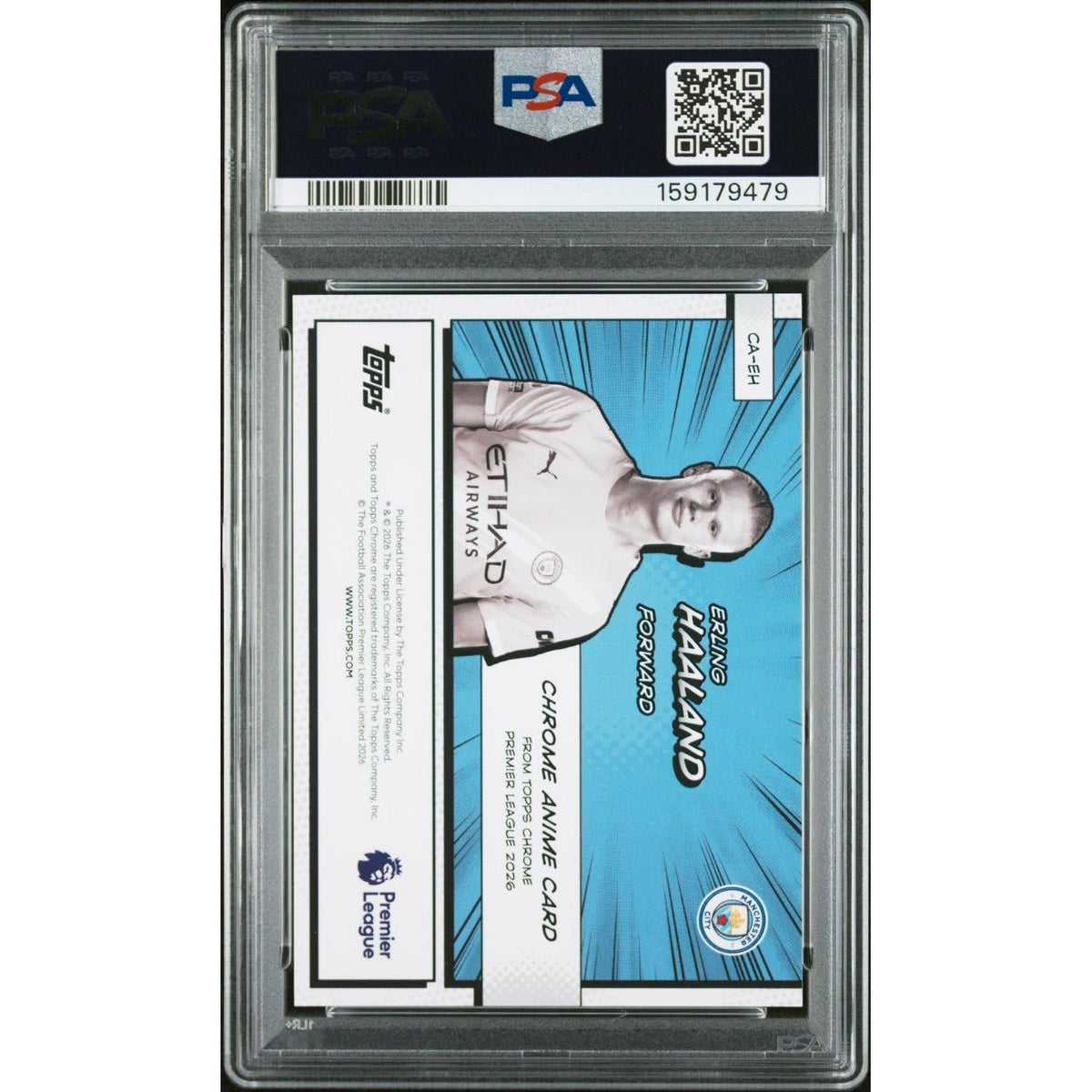 2025-2026 Topps Chrome Premier League Chrome Anime Erling Haaland #Eh PSA 10