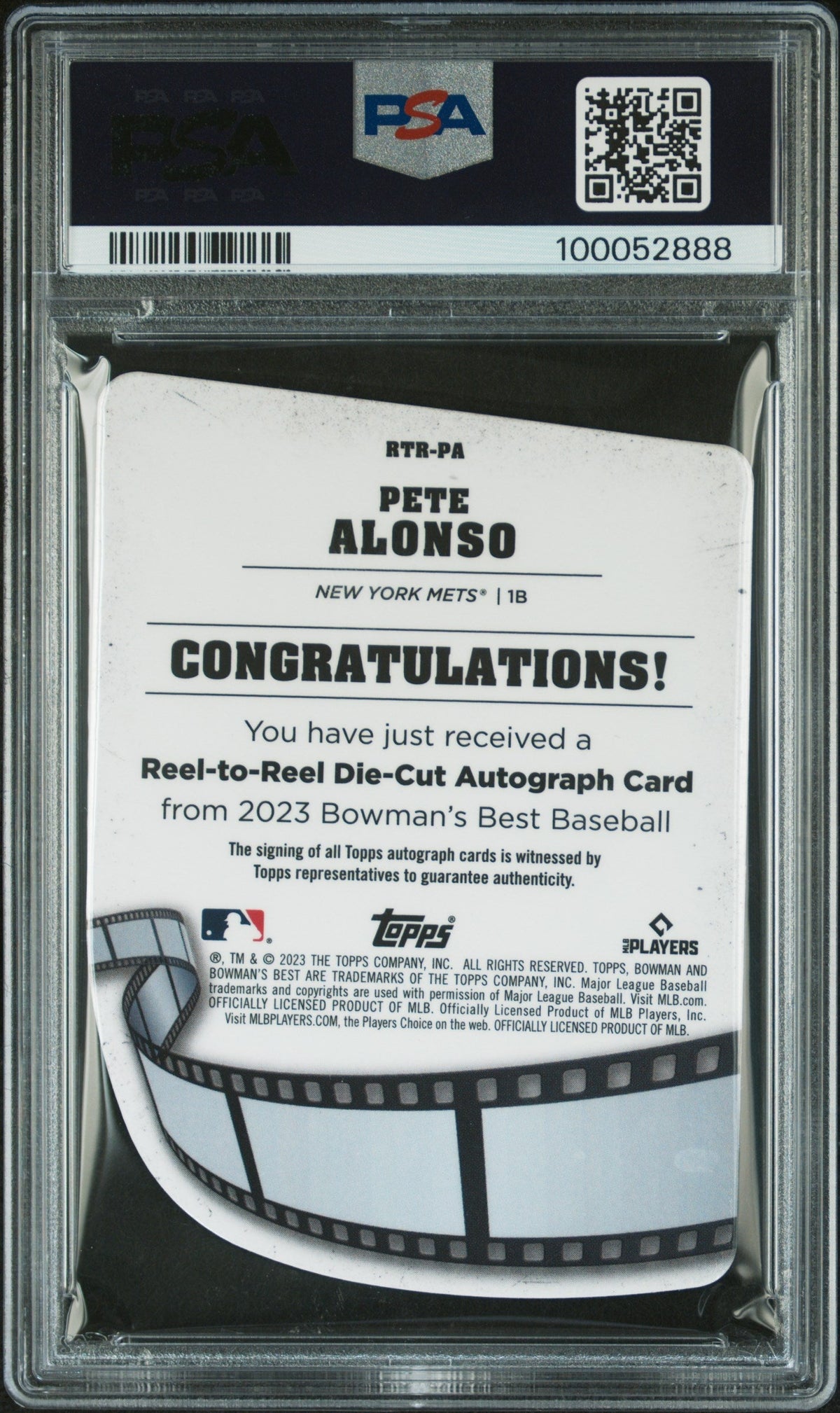 2023 Bowman's Best Reel To Reel Die-Cuts Auto Pete Alonso #Rtrpa /150 PSA 9