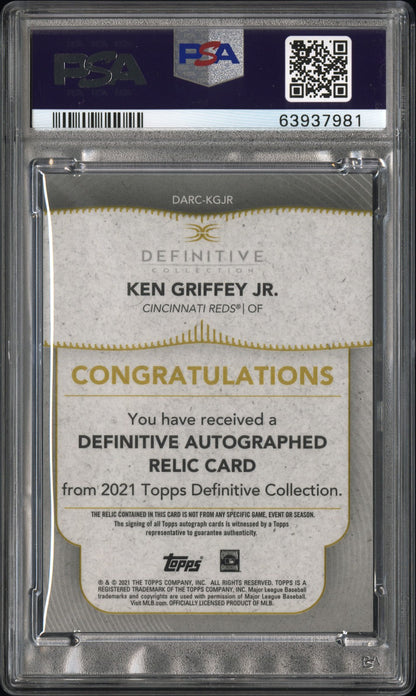 2021 Topps Definitive Auto Ken Griffey Jr. #Kgjr Auto Purple 5/5 PSA 10