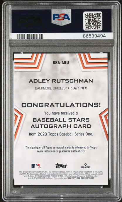 2023 Topps Baseball Stars Autographs Adley Rutschman #Bsaaru PSA 10