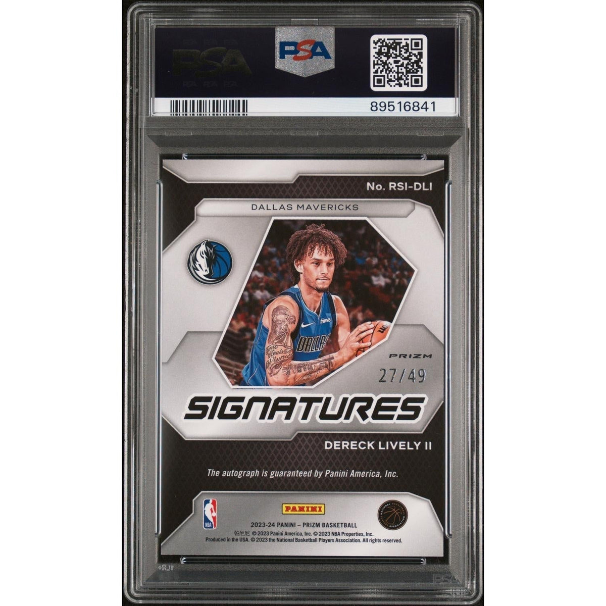 2023 Panini Prizm Rookie Signatures Dereck Lively Ii #Rsidli Blue PSA 10