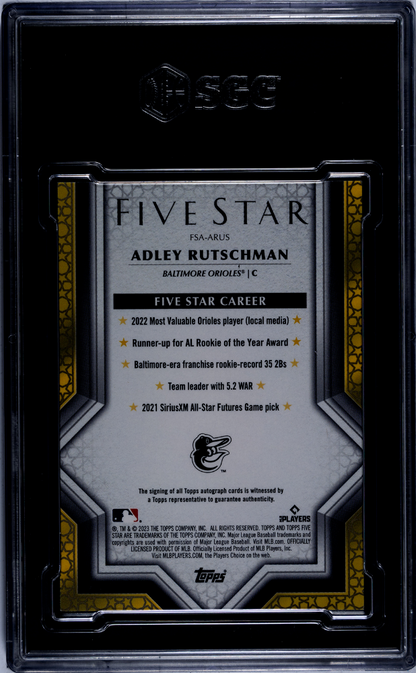 2023 Topps Five Star Adley Rutschman #Fsa-Arus Autograph Gold Sgc 9
