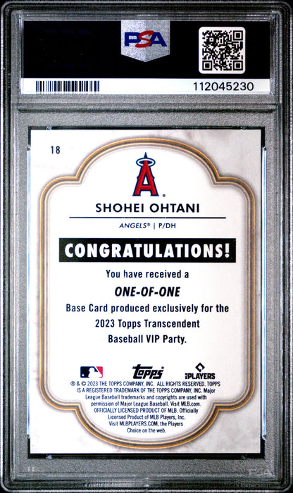 2023 Topps Transcendent Vip Party Shohei Ohtani #18 2 Blue Light Blue 1/1 PSA