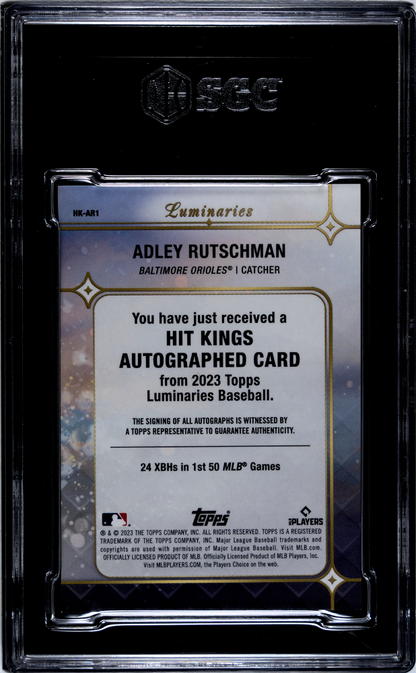 2023 Topps Luminaries Adley Rutschman #Hk-Ar1 Hit Kings Sgc 9.5 Auto 10