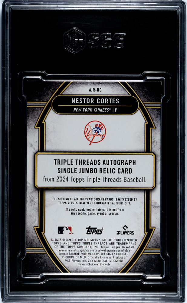 2024 Topps Triple Nestor Cortes #Ajr-Nc Auto Jumbo Relic Ruby 1 1 Sgc 9 Auto 10