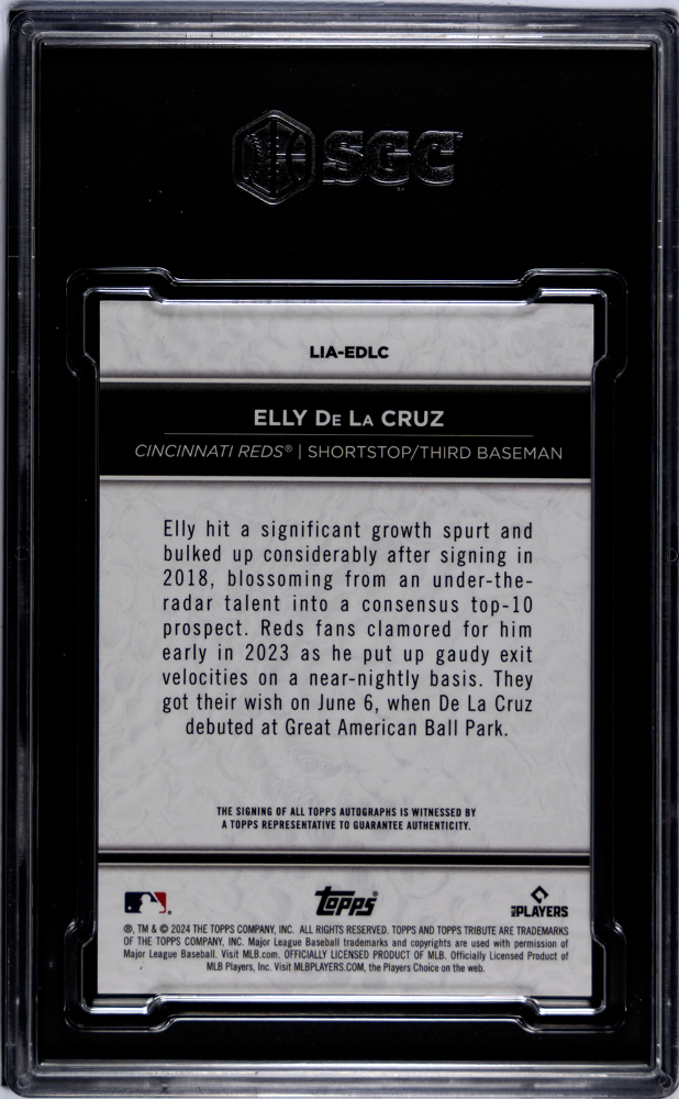 2024 Topps Tribute Elly De La Cruz #Lia-Edlc League Inauguration Orange Sgc 9