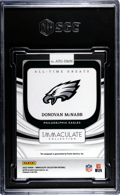 2022 Panini Immaculate Col. Donovan Mcnabb #Atg-Dmn Greats Auto Sgc 8 Auto 10