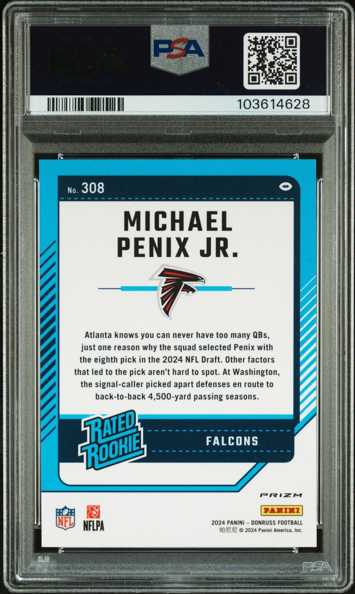 2024 Panini Donruss Michael Penix Jr. #308 Optic Preview Football Emoji PSA 10