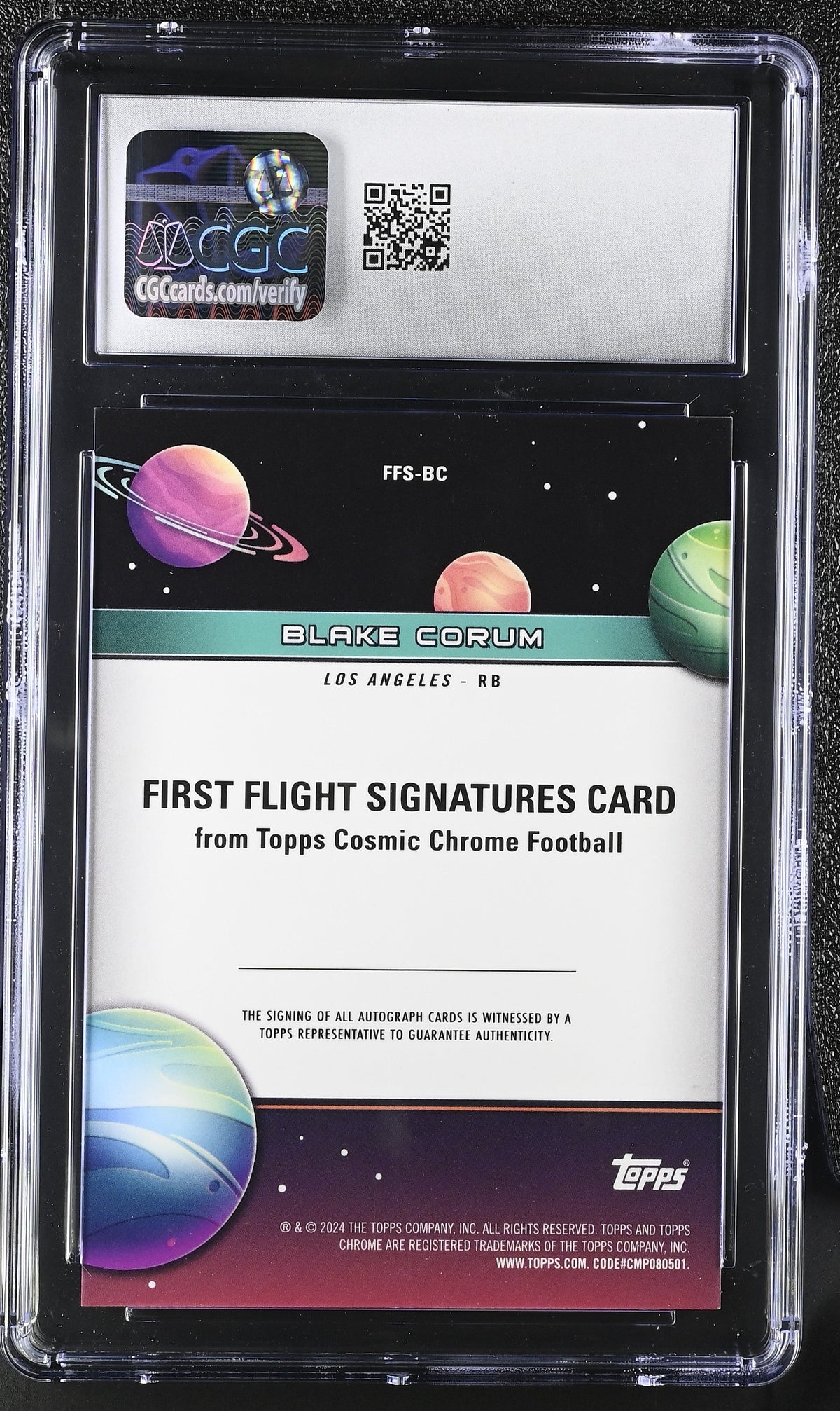 2024 Topps Cosmic Blake Corum #Ffs-Bc Black Eclipse /10 CGC 10 Auto 10