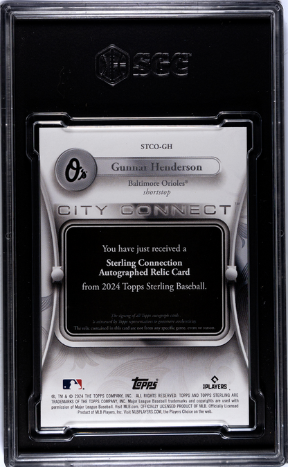 2024 Topps Sterling Gunnar Henderson #Stco-Gh City Connect Mem. Sgc 9.5 Auto 10