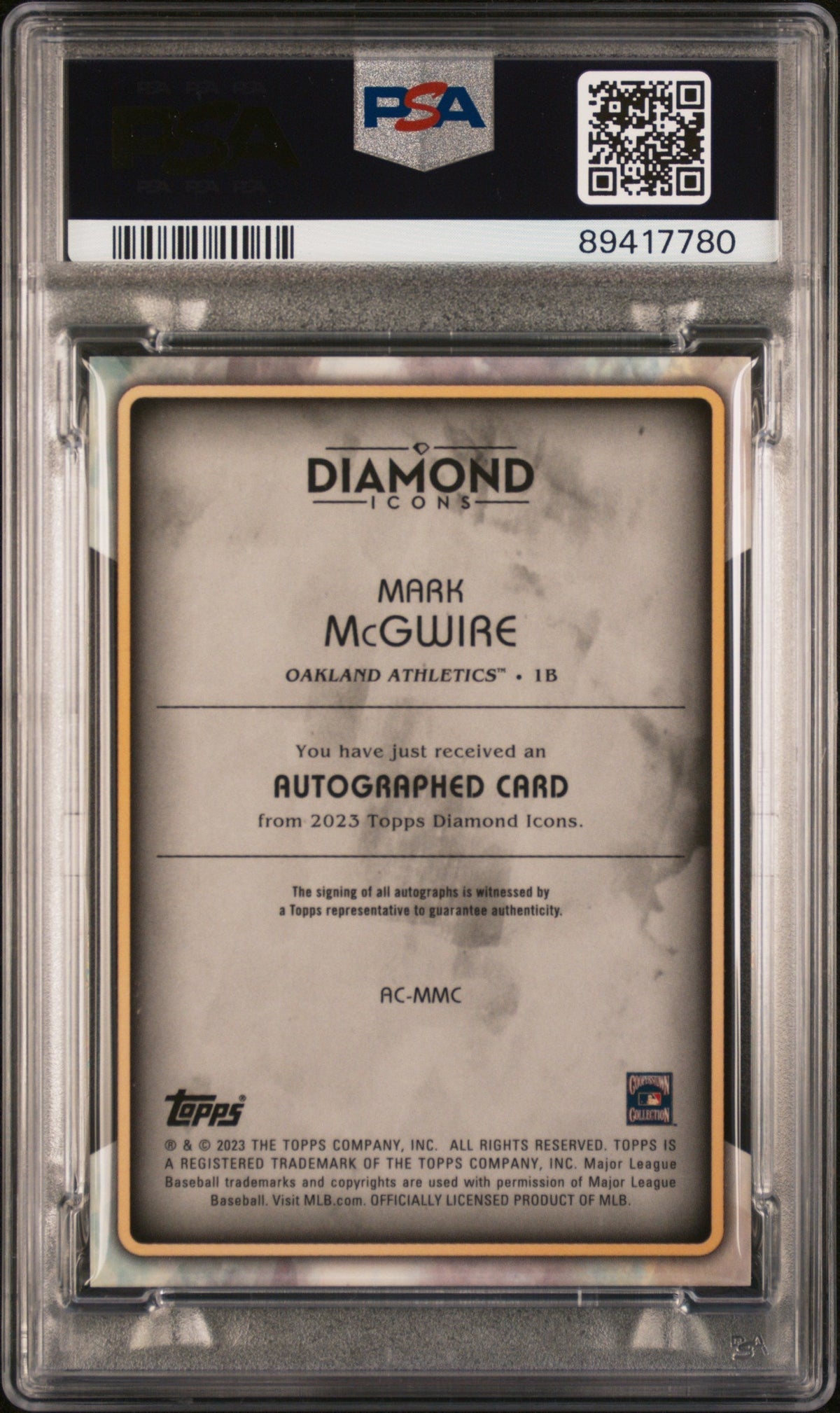 2023 Topps Diamond Icons Autographs Mark Mcgwire #Acmmc 15/25 PSA 8