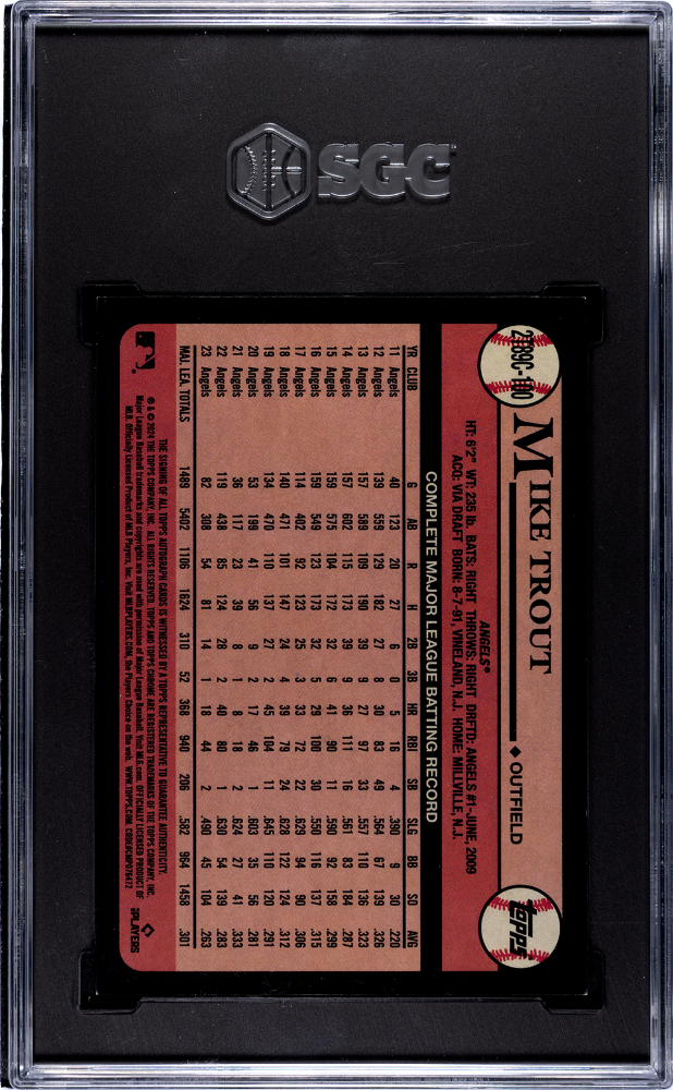 2024 Topps Mike Trout #2T89c-100 Ch. '89 Autograph Orange Refractor Sgc 9