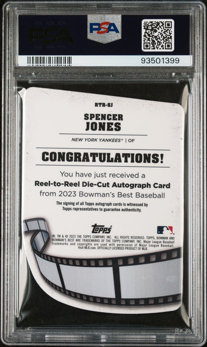 2023 Bowman's Best Die-Cuts Spencer Jones #Rtrsj Rtr Dc Ref 10/25 PSA 10
