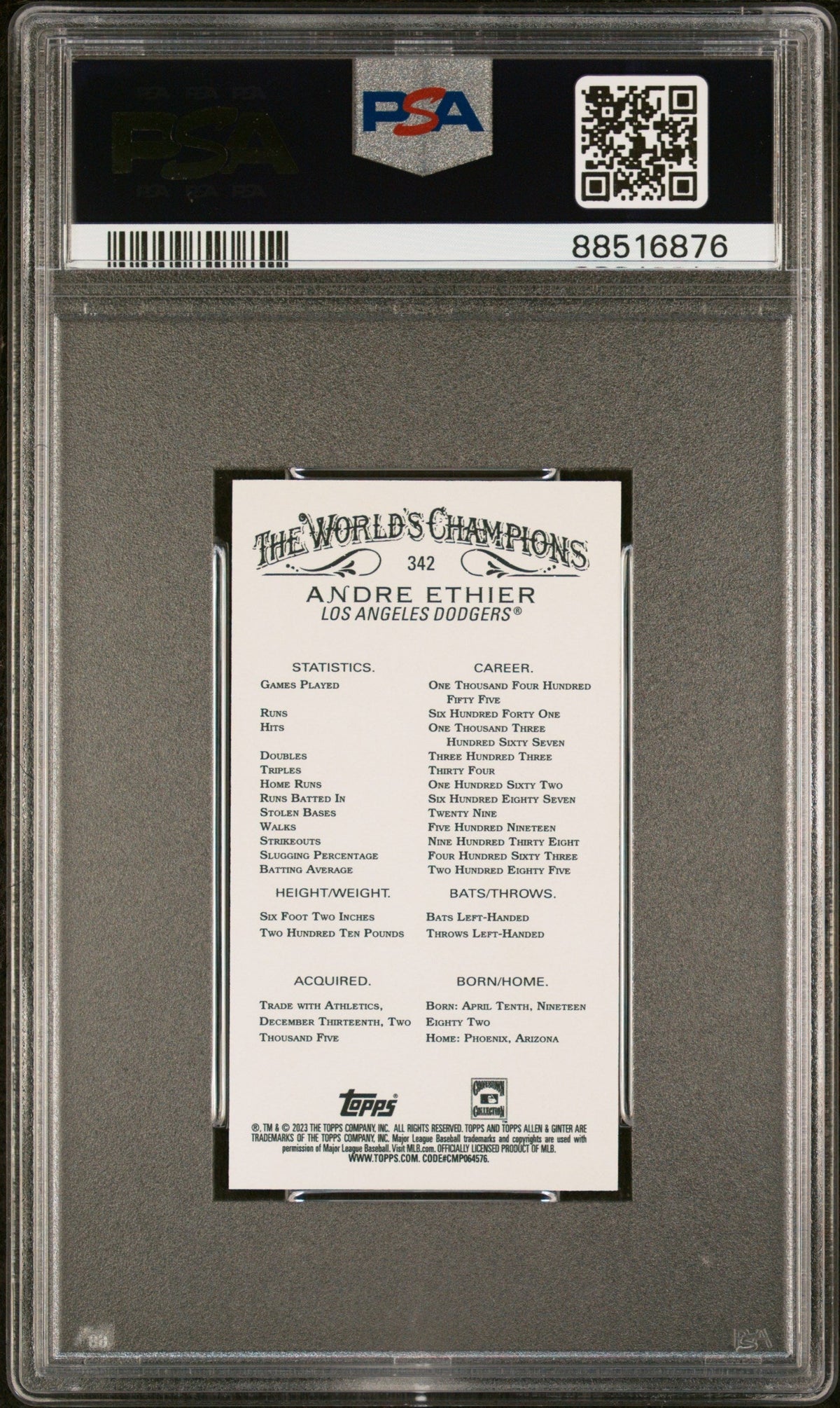 2023 Topps Allen & Ginter Andre Ethier #342 Mini Glossy 1/1 PSA 10