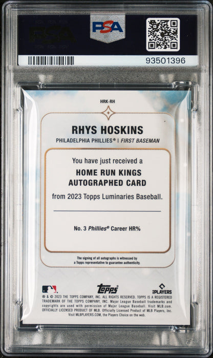 2023 Topps Luminaries Home Run Kings Autog Rhys Hoskins Red /10 PSA 10