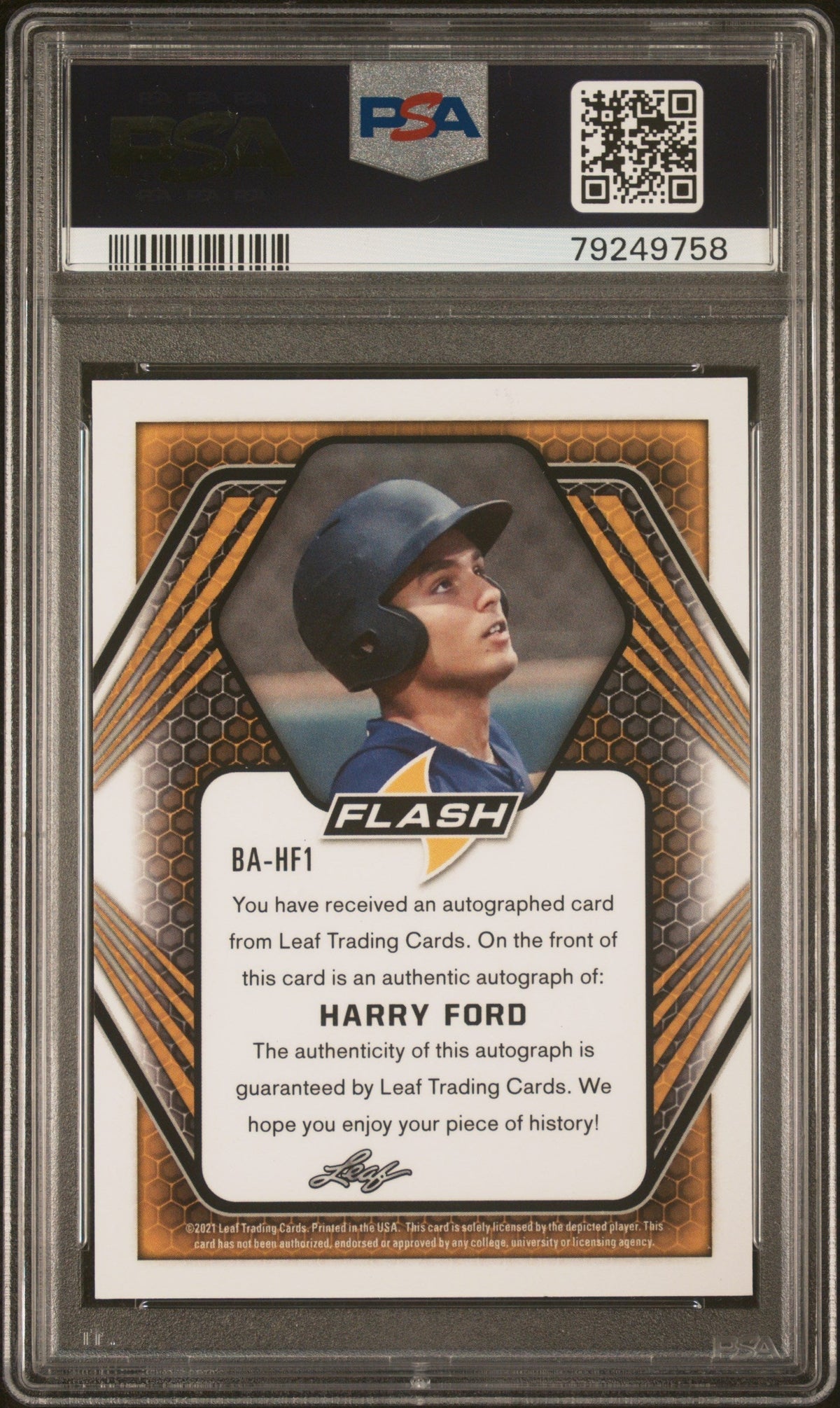 2021 Leaf Flash Autographs Harry Ford #Hf1 PSA 8 Auto 9