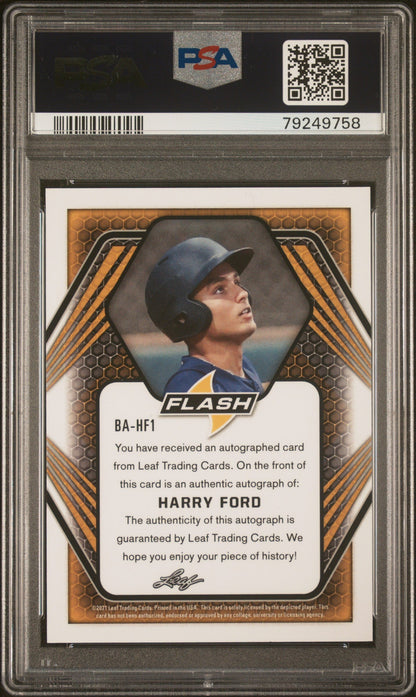 2021 Leaf Flash Autographs Harry Ford #Hf1 PSA 8 Auto 9