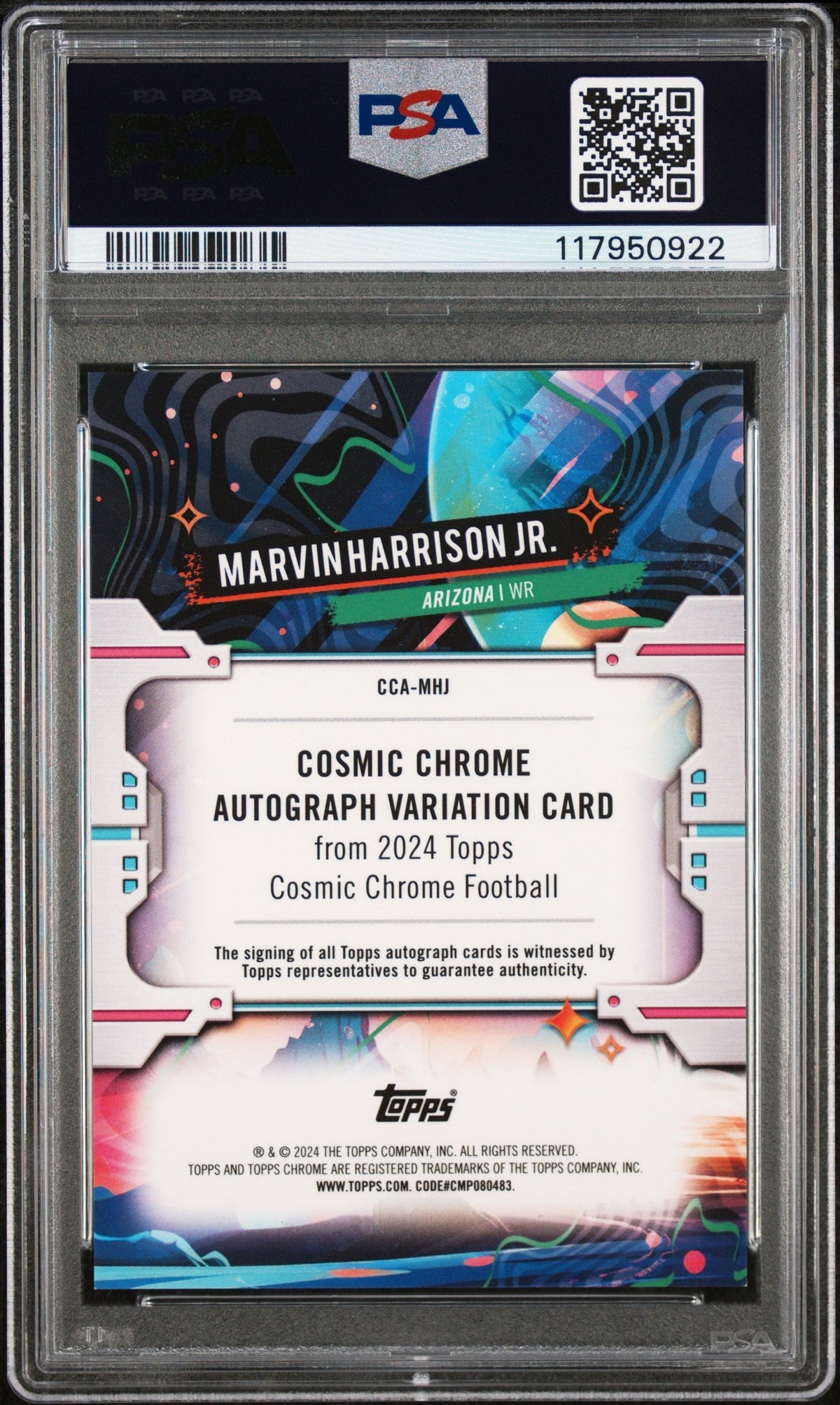 2024 Topps Cosmic Chrome Auto Marvin Harrison Jr. #Mhj Black /10 PSA 10