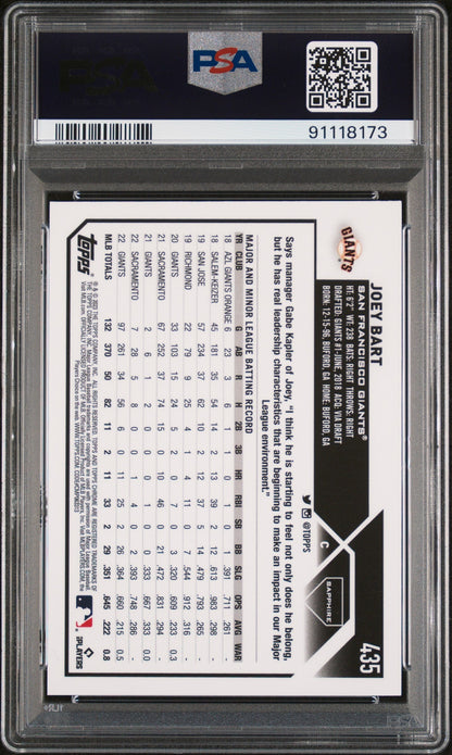 2023 Topps Chrome Sapphire Joey Bart #435 Orange 15/25 PSA 10