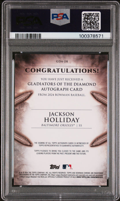 2024 Bowman Gladiators Of The Diamond Auto Jackson Holliday #Gdajh 99/99 PSA 8