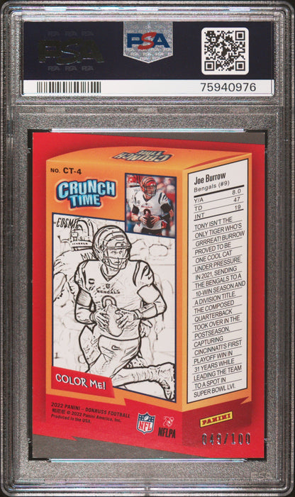 2022 Panini Donruss Crunch Time Joe Burrow #Ct4 Cosmic PSA 9