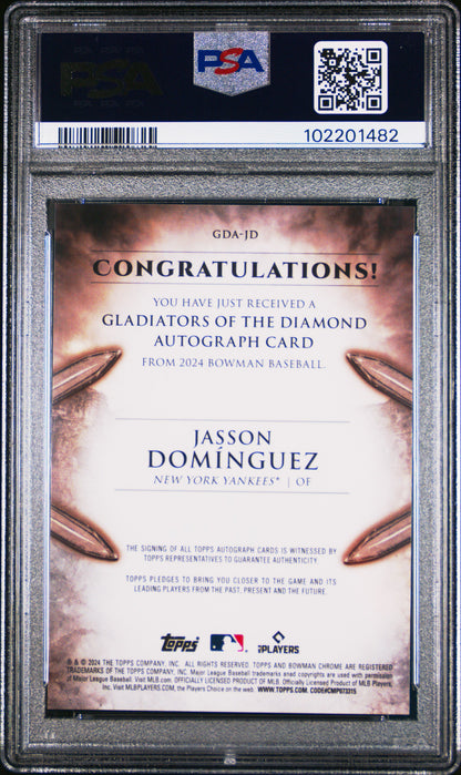 2024 Bowman Gladiators Diamond Auto Jasson Dominguez #Gdajd Gold 32/60 PSA 10