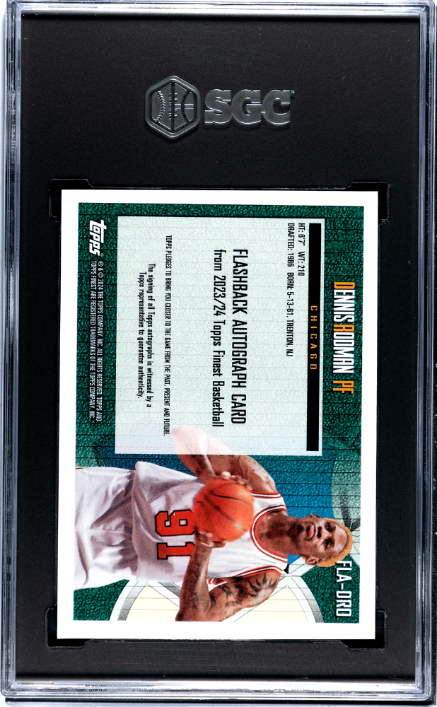 2023 Topps Finest Dennis Rodman #Fla-Dro Gold Geometric Refractor Sgc 10