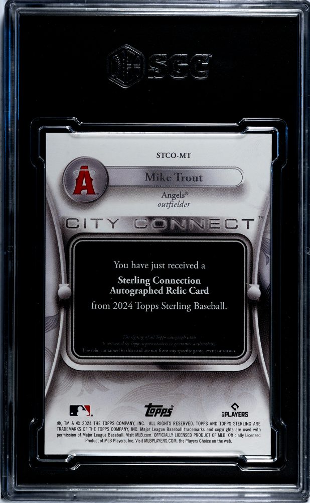 2024 Topps Sterling Mike Trout #Stco-Mt Connection Auto Relic Sgc 9.5 Auto 10
